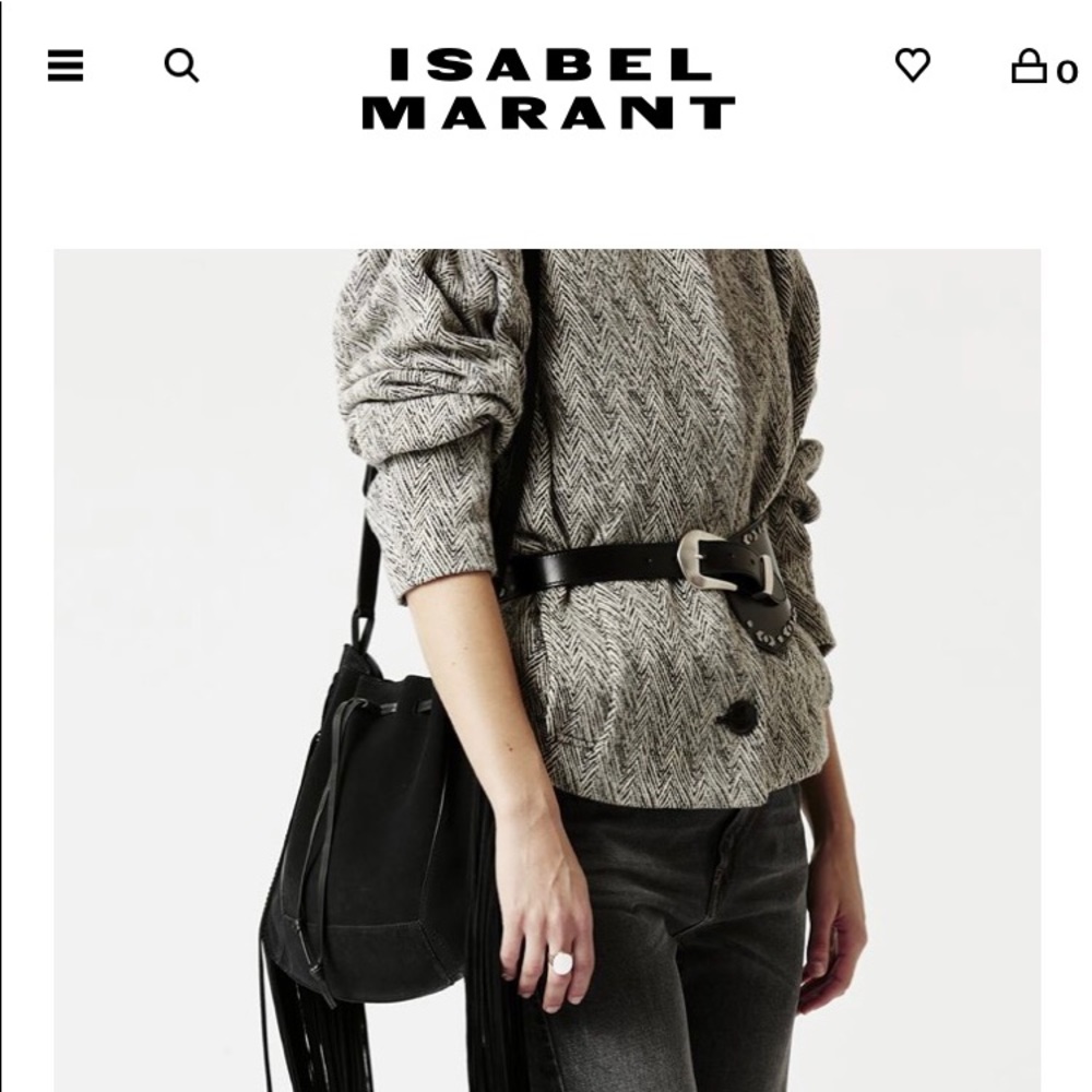 Isabel Marant New never worn suede black and silver crossover fringe bag!